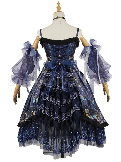 Death Butterfly Music Chapter Series JSK Gorgeous Gothic Lolita Sling Dress Set coscarnival