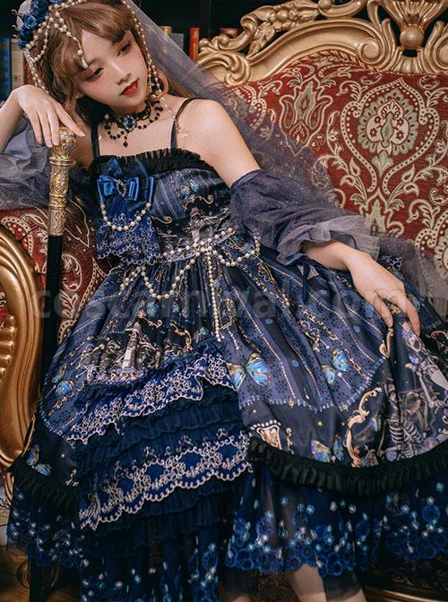 Death Butterfly Music Chapter Series JSK Gorgeous Gothic Lolita Sling Dress Set coscarnival