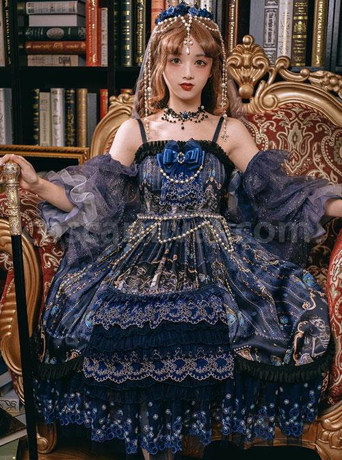 Death Butterfly Music Chapter Series JSK Gorgeous Gothic Lolita Sling Dress Set coscarnival
