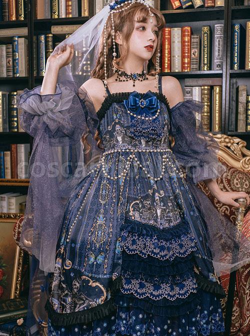 Death Butterfly Music Chapter Series JSK Gorgeous Gothic Lolita Sling Dress Set coscarnival