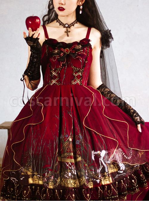 Decaying Forest Series JSK Retro Gothic Lolita Sling Dress coscarnival