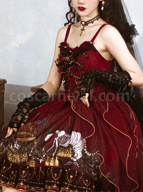 Decaying Forest Series JSK Retro Gothic Lolita Sling Dress coscarnival