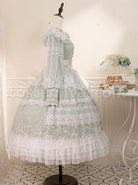 Delicate-Ornate-Pleated-Embroidered-Lace-Layered-Hem-Cross-Straps-Bow-Knot-Classic-Lolita-Long-Sleeve-Dress-coscarnival-3041
