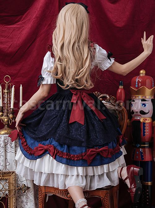 Delicate-Print-Ornament-Pleated-Lace-Red-Bow-Knot-Design-Cross-Tie-Jacquard-Lace-Classic-Lolita-Dress-coscarnival-3042