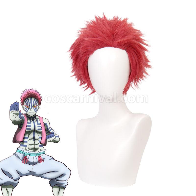 Demon Slayer Kimetsu no Yaiba Akaza Upper Rank Three Pink Halloween Cosplay Wigs coscarnival01119470