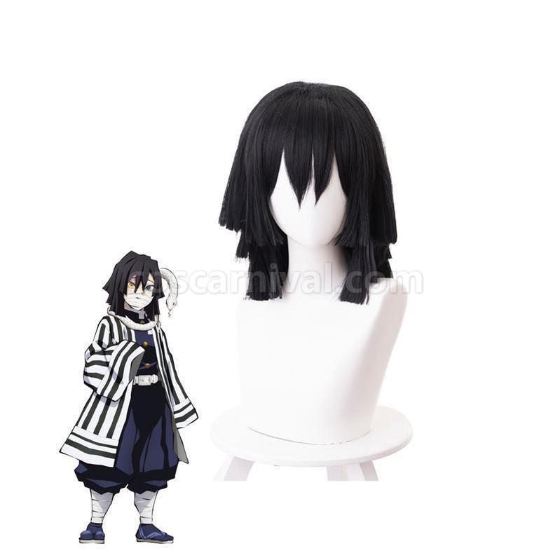 Demon Slayer Kimetsu no Yaiba Iguro Obanai Short Layer Black Cosplay Wigs coscarnival011119418