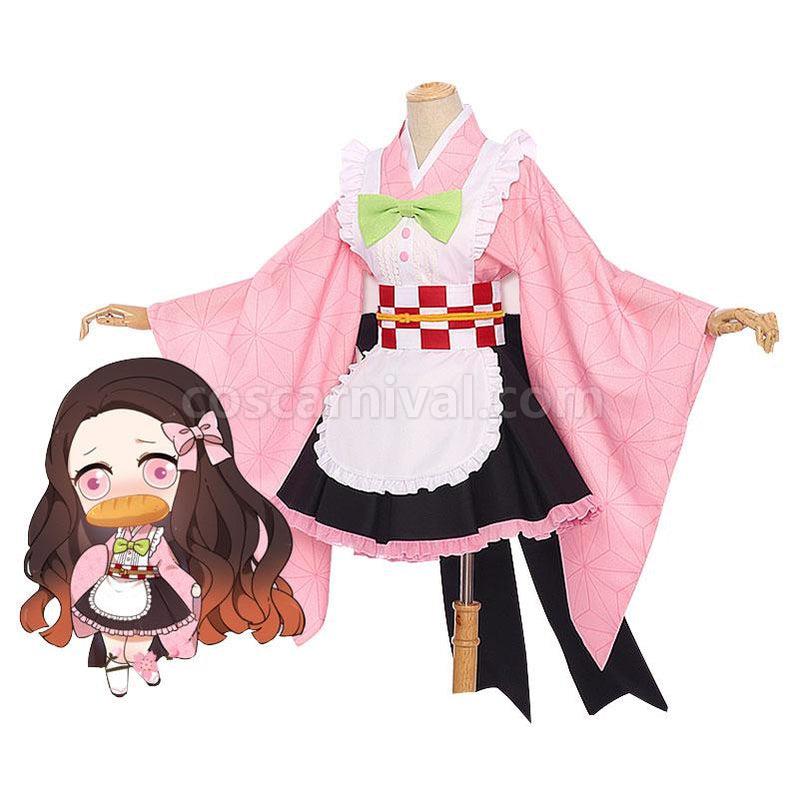 Demon Slayer Kimetsu no Yaiba Nezuko Kamado Kimono Maid Outfit Cosplay Costumes coscarnival011117850