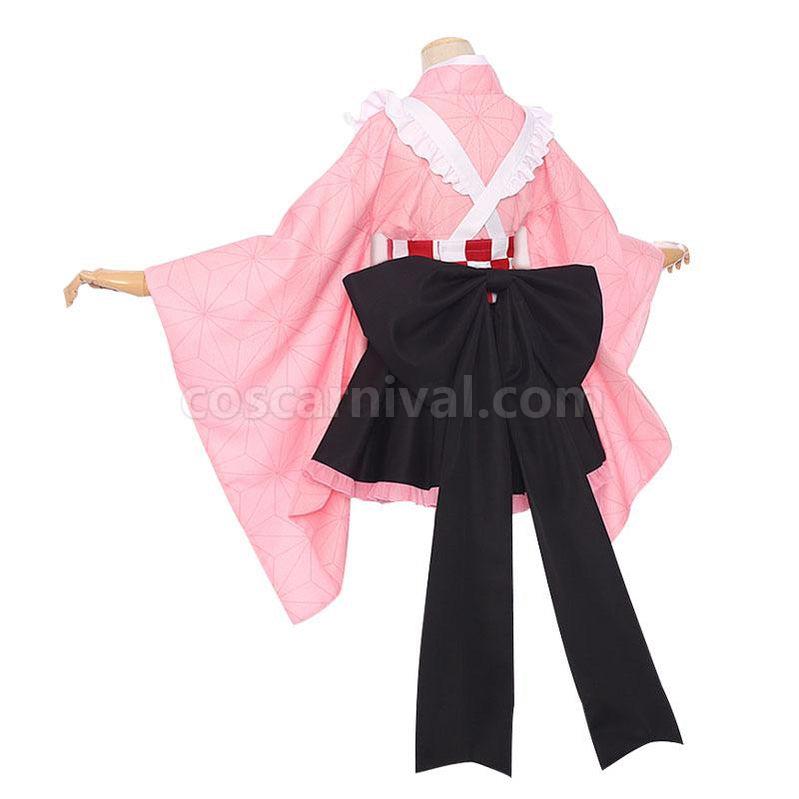 Demon Slayer Kimetsu no Yaiba Nezuko Kamado Kimono Maid Outfit Cosplay Costumes coscarnival011117856