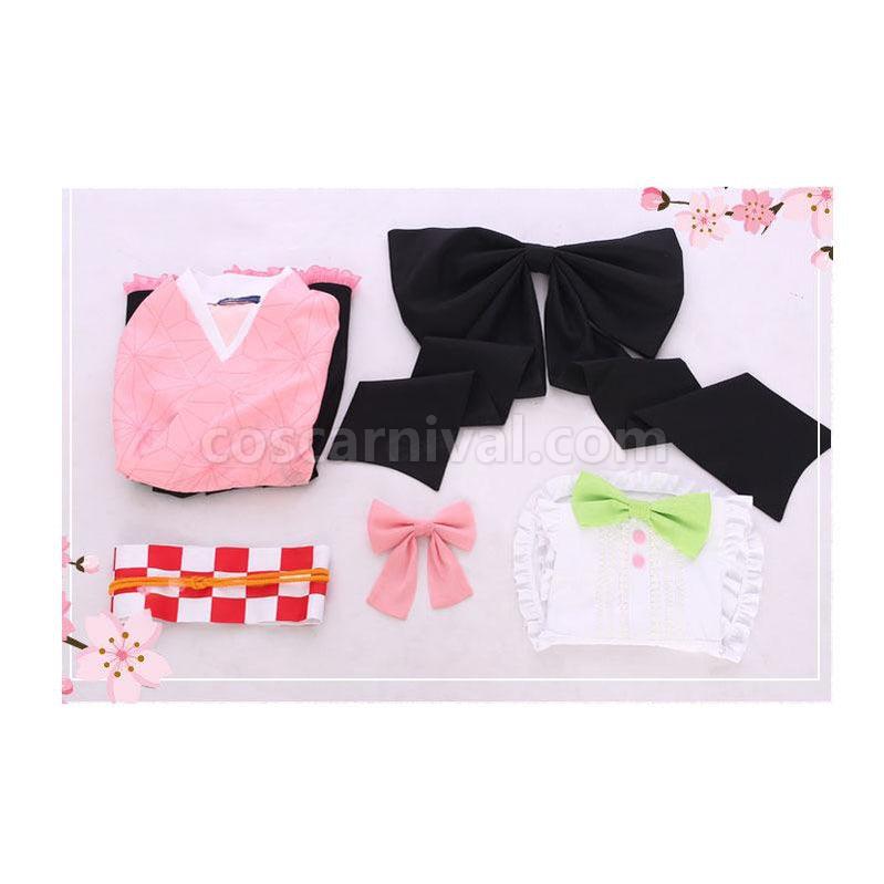 Demon Slayer Kimetsu no Yaiba Nezuko Kamado Kimono Maid Outfit Cosplay Costumes coscarnival011117888