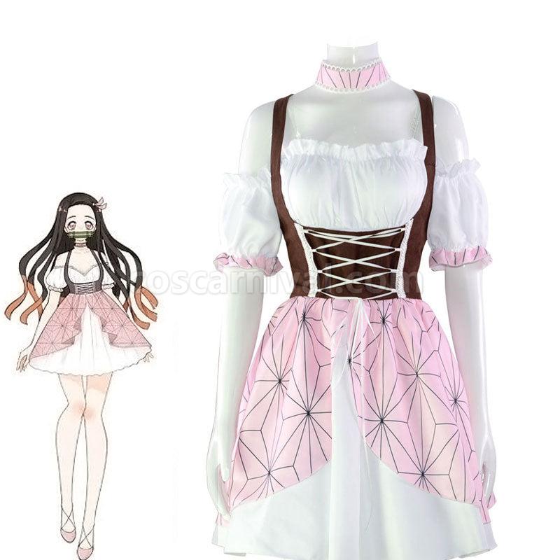 Demon Slayer Kimetsu no Yaiba Nezuko Kamado Lolita Cosplay Costumes coscarnival01117750