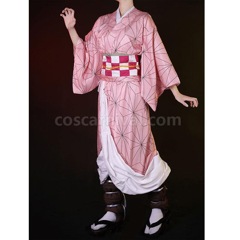 Demon Slayer Kimetsu no Yaiba Nezuko Kamado kimono Cosplay Costume With Props coscarnival011112861