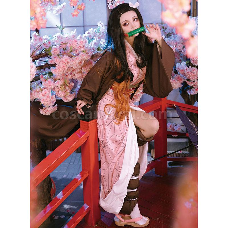 Demon Slayer Kimetsu no Yaiba Nezuko Kamado kimono Cosplay Costume With Props coscarnival011112885