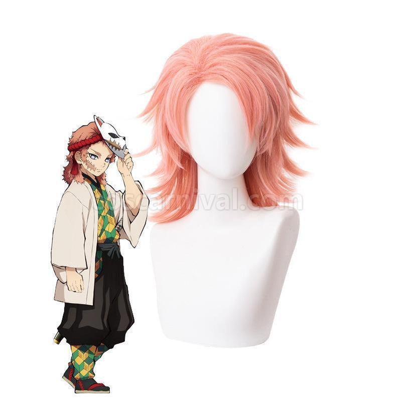 Demon Slayer Kimetsu no Yaiba Sabito Orange Pink Cosplay Wigs coscarnival011119408