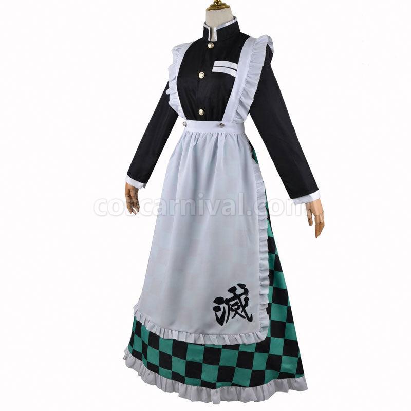 Demon Slayer Kimetsu no Yaiba Tanjiro Kamado Maid Dress Cosplay Costume coscarnival01111416