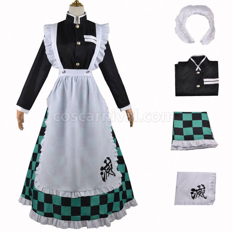 Demon Slayer Kimetsu no Yaiba Tanjiro Kamado Maid Dress Cosplay Costume coscarnival01111420