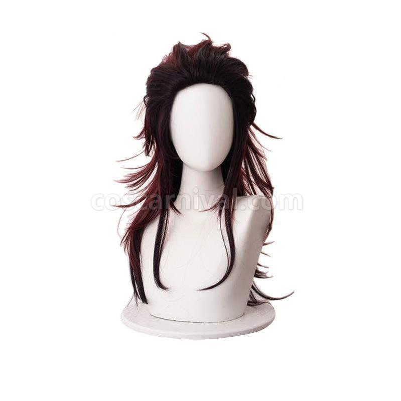 Demon Slayer Kimetsu no Yaiba Tanjirou Kamado Red Mix Black Long Ponytail Cosplay Wigs coscarnival011119371