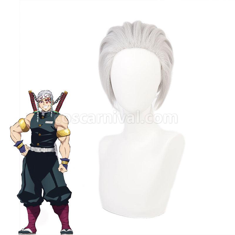 Demon Slayer Kimetsu no Yaiba Uzui Tengen Silver Gray Cosplay Wigs coscarnival01119045