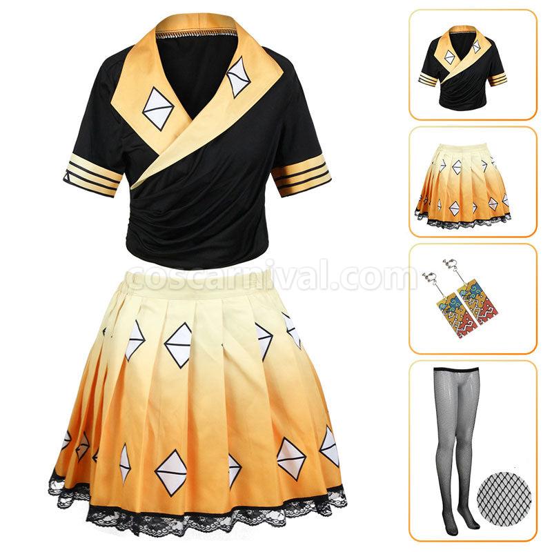 Demon Slayer Kimetsu no Yaiba Zenitsu Agatsuma Cosplay Costumes coscarnival01117535