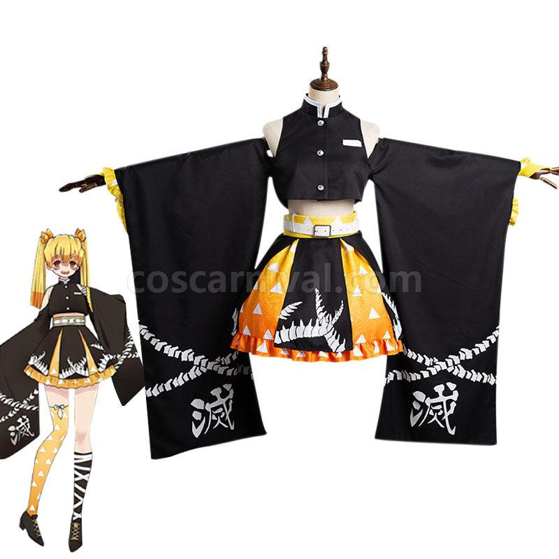 Demon Slayer Kimetsu no Yaiba Zenitsu Agatsuma Cosplay Costumes coscarnival01118578