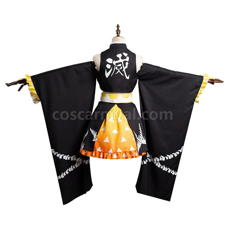 Demon Slayer Kimetsu no Yaiba Zenitsu Agatsuma Cosplay Costumes coscarnival01118588