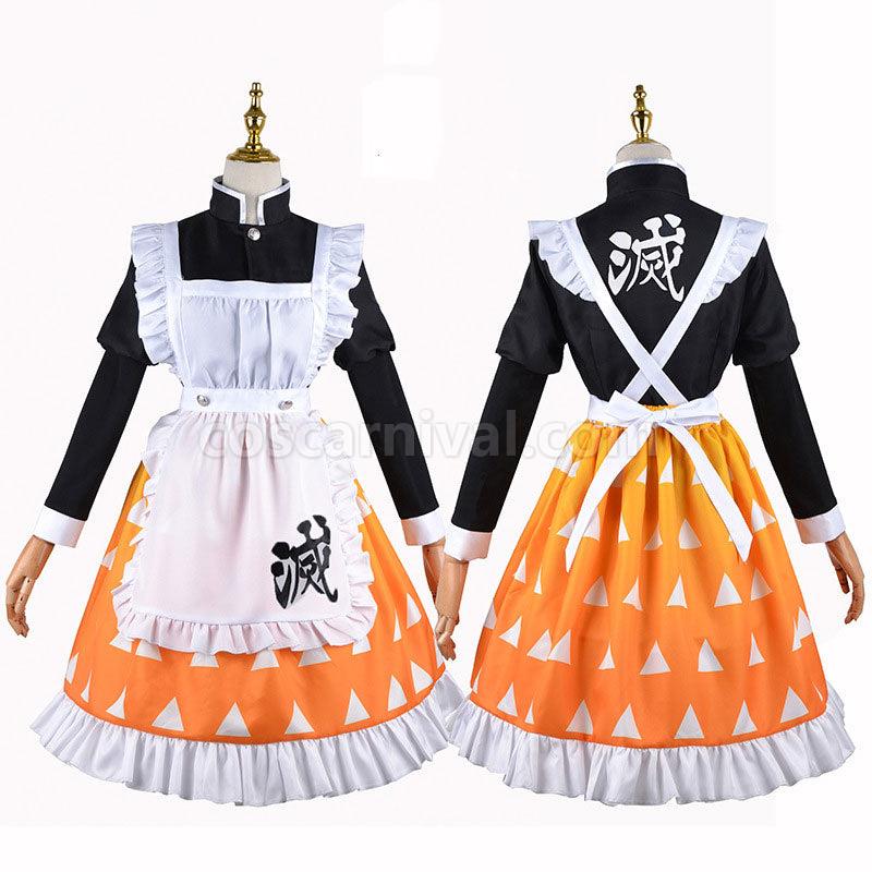 Demon Slayer Kimetsu no Yaiba Zenitsu Agatsuma Lolita Maid Cosplay Costumes coscarnival01117528