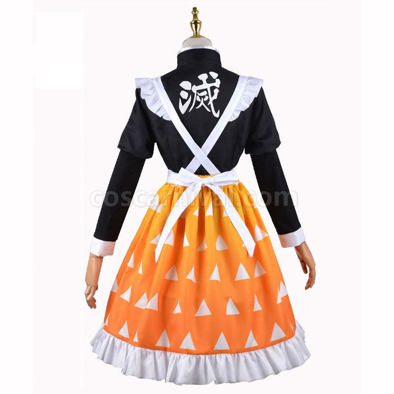 Demon Slayer Kimetsu no Yaiba Zenitsu Agatsuma Lolita Maid Cosplay Costumes coscarnival01117540