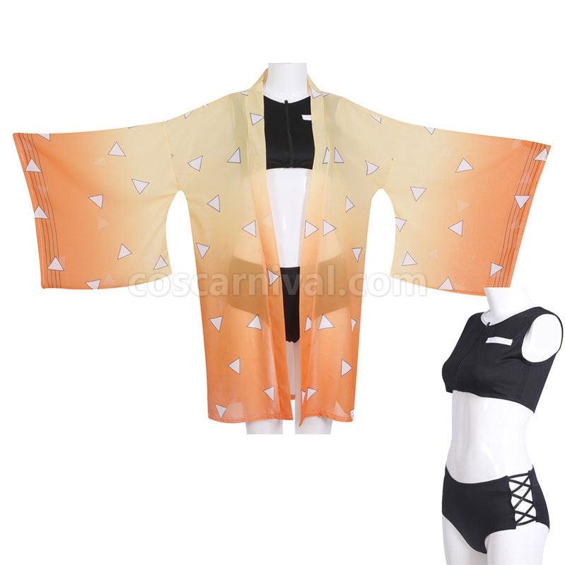 Demon Slayer Kimetsu no Yaiba Zenitsu Agatsuma Swimsuit Cosplay Costumes coscarnival011110484