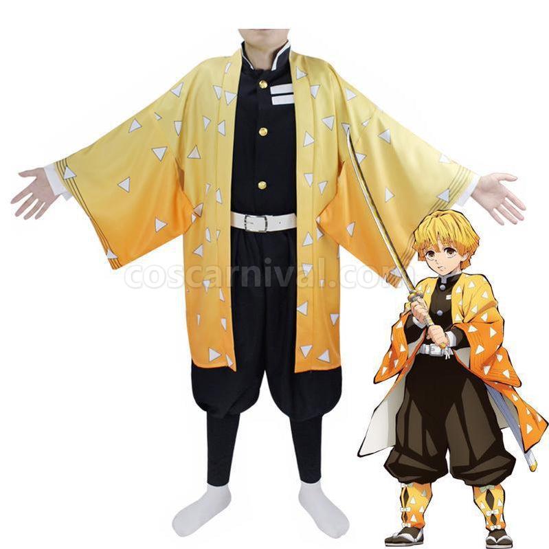 Demon Slayer Kimetsu no Yaiba Zenitsu Agatsuma kimono Cosplay Costumes coscarnival011119313