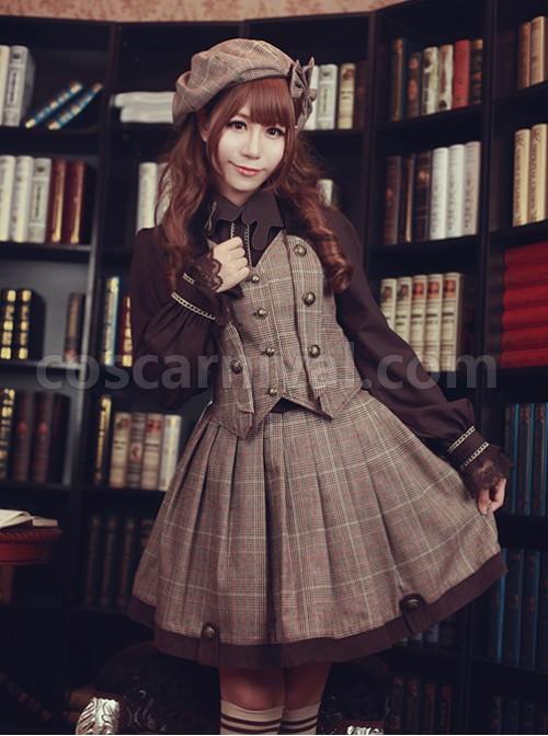 Detective Style Beck Street Dense Fog Series Khaki Lolita Vest coscarnival