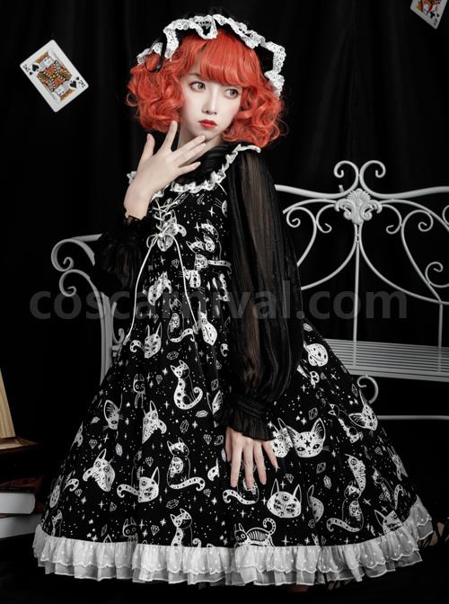 Diamond Star Meow Series Darkness Gothic Lolita Sling Dress coscarnival
