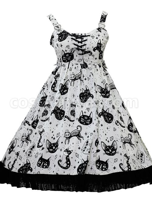 Diamond Star Meow Series Darkness Gothic Lolita Sling Dress coscarnival