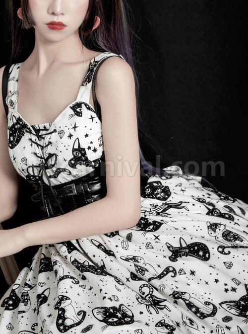 Diamond Star Meow Series Darkness Gothic Lolita Sling Dress coscarnival