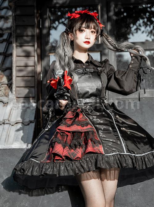Dimly Light Series JSK Rock Cyberpunk Gothic Lolita Sling Dress coscarnival