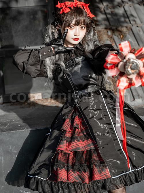 Dimly Light Series JSK Rock Cyberpunk Gothic Lolita Sling Dress coscarnival