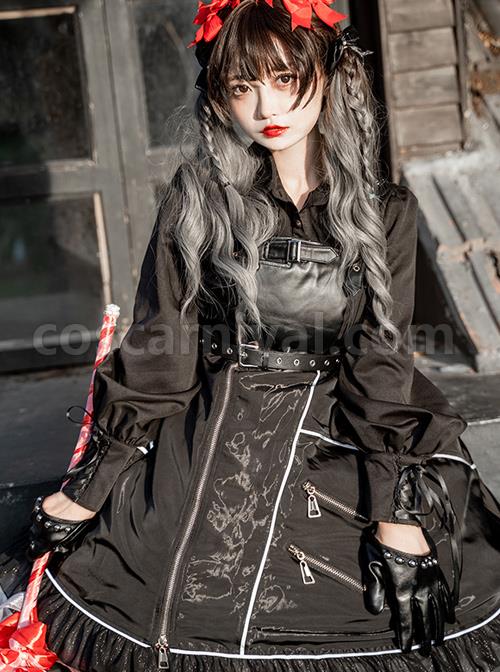 Dimly Light Series JSK Rock Cyberpunk Gothic Lolita Sling Dress coscarnival