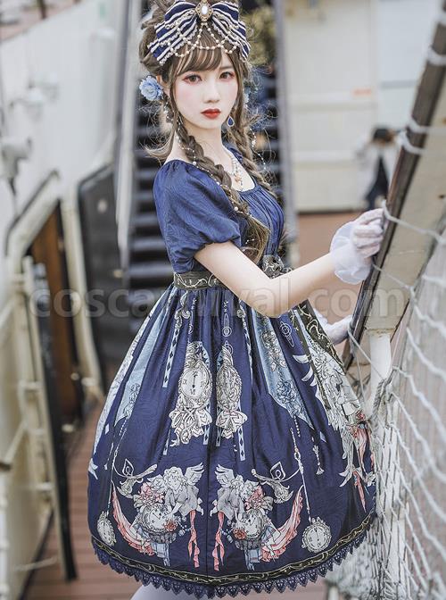 Distant-Bells-Series-OP-High-Waist-Classic-Lolita-Short-Sleeve-Dress-coscarnival-3025