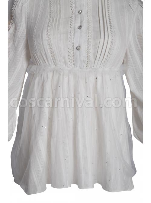 Divine Salvation Series High Collar Retro Gothic Lolita White Long Sleeve Shirt coscarnival