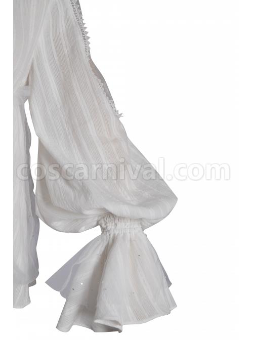 Divine Salvation Series High Collar Retro Gothic Lolita White Long Sleeve Shirt coscarnival