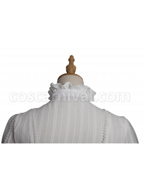 Divine Salvation Series High Collar Retro Gothic Lolita White Long Sleeve Shirt coscarnival