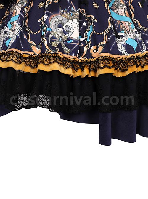 Divine Salvation Series OP Printing Retro Gothic Lolita Long Sleeve Dress Set coscarnival