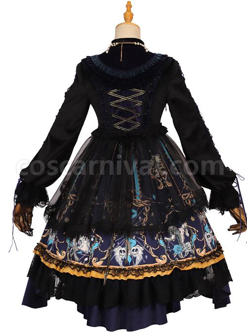 Divine Salvation Series OP Printing Retro Gothic Lolita Long Sleeve Dress Set coscarnival