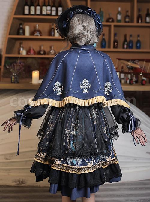 Divine Salvation Series OP Printing Retro Gothic Lolita Long Sleeve Dress Set coscarnival