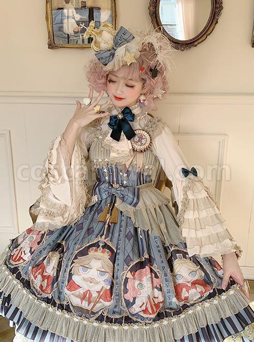 Do Not Fall Kingdom Series Gorgeous Stand Collar Heavy Industry Gold Embroidery Flared Sleeve Ruffle Classic Lolita Long Sleeve Shirt coscarnival