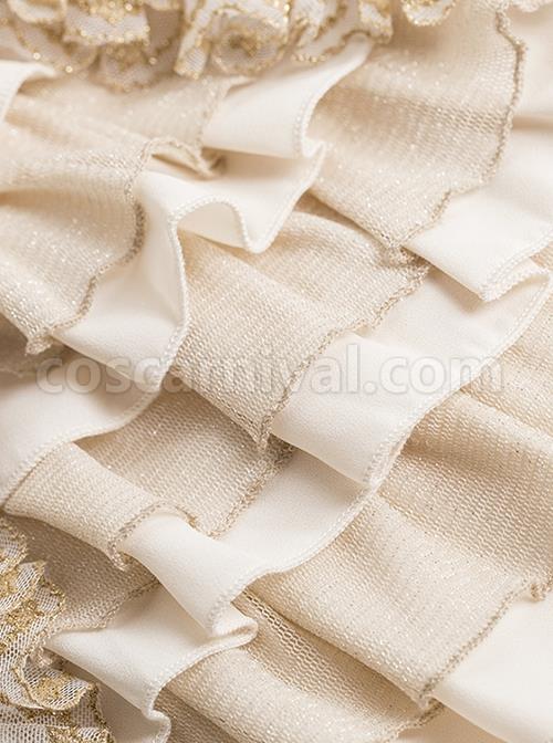 Do Not Fall Kingdom Series Gorgeous Stand Collar Heavy Industry Gold Embroidery Flared Sleeve Ruffle Classic Lolita Long Sleeve Shirt coscarnival