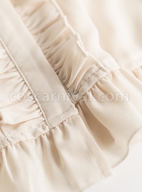 Do Not Fall Kingdom Series Gorgeous Stand Collar Heavy Industry Gold Embroidery Flared Sleeve Ruffle Classic Lolita Long Sleeve Shirt coscarnival