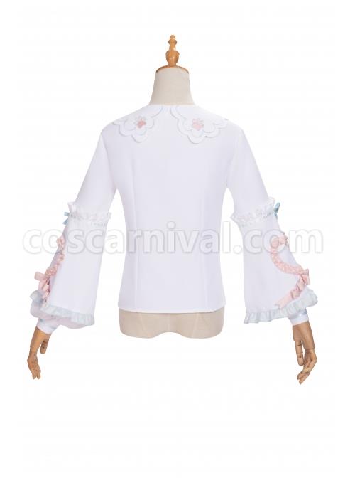 Dogs Donuts Series Cute Doll Collar Little Bear Buttons Sweet Lolita Ruffle Long Sleeve Shirt coscarnival