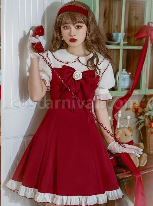 Doll-Collar-Chest-Red-Big-Bow-Puff-Sleeves-Ruffled-Hem-Design-Classic-Lolita-Short-Sleeve-Dress-coscarnival-444