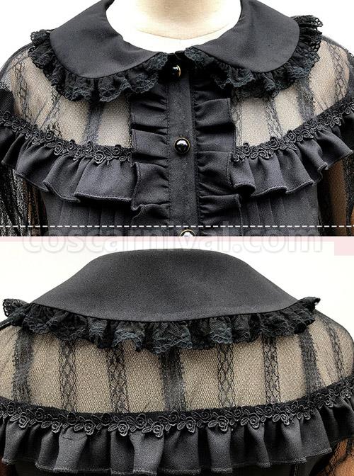 Doll Collar Lace Chiffon Long Sleeve Blouses Classic Lolita Lantern Sleeve Shirt coscarnival