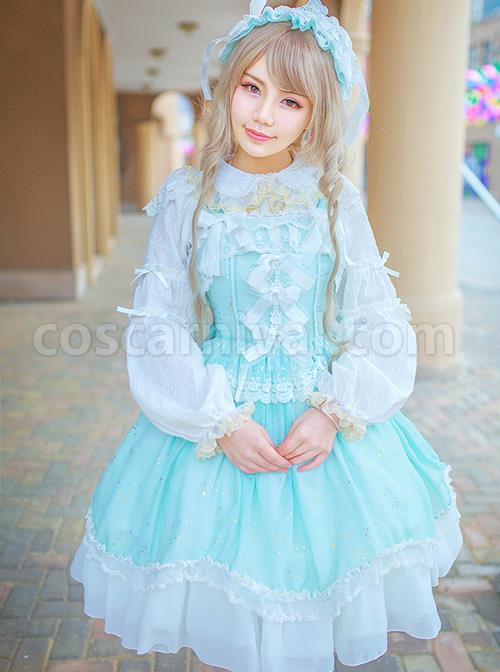 Double Layer Jacquard Cotton Long Sleeve Lace Shirt coscarnival