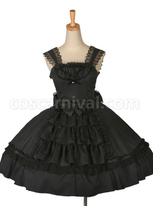 Dream Alice Cute Rabbit Black Gothic Lolita Sling Dress coscarnival